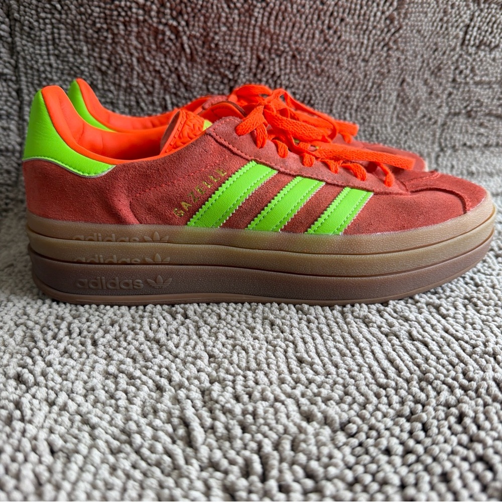 Adidas Gazelle Bold Solar Orange Volt Green Triple Gum Men’s Shoes